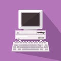 Retro desktop computer, vector illustration