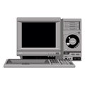 The retro desktop white computer with monitor, keyboard and mouse on the white background in EPS10 Royalty Free Stock Photo