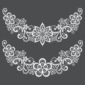 Vitnahe lace half wreath single vector pattern set - floral lace design collection, retro openwork background