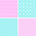4 retro different seamless patterns. Royalty Free Stock Photo