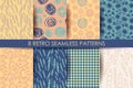 Retro different seamless patterns. Royalty Free Stock Photo