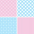 Retro different seamless patterns. Royalty Free Stock Photo