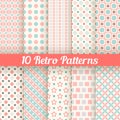 Retro different seamless patterns. Vector Royalty Free Stock Photo