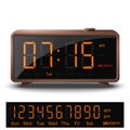 Retro digital alarm clock with orange numbers