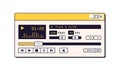 Retro digital music mp3 player, window UI in 90s style. Audio playing software interface. Old nostalgia program with Royalty Free Stock Photo