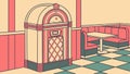 Retro Diner Booth with Jukebox Nostalgic Restaurant Vector, vector design Generative AI Royalty Free Stock Photo