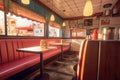 retro diner booth with milkshakes on the table