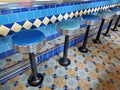 Retro diner with blue barstools