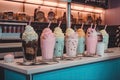 retro diner, with milkshakes, sundaes and soft drinks on the menu