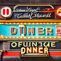 925 Retro Diner Signs: A retro and vintage-inspired background featuring retro diner signs in retro colors that evoke a sense of