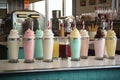 a retro diner, with a variety of milkshakes and soft drinks on offer