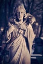 Retro and  dirty styled image of antique statue Jesus Christ Goo Royalty Free Stock Photo