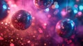 Retro Disco Fever: Glittering disco balls and colorful strobe lights creating a disco fever atmosphere.