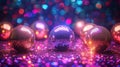 Retro Disco Fever: Glittering disco balls and colorful strobe lights creating a disco fever atmosphere.