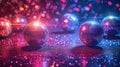 Retro Disco Fever: Glittering disco balls and colorful strobe lights creating a disco fever atmosphere.