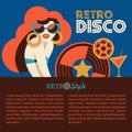 Retro disco party. Vector illustration. Royalty Free Stock Photo