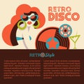 Retro disco party. Vector illustration. Royalty Free Stock Photo