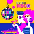 Retro disco party. Vector illustration. Royalty Free Stock Photo