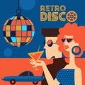 Retro disco party. Vector illustration. Royalty Free Stock Photo