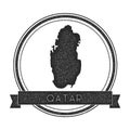 Retro distressed Qatar badge with map.