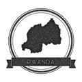 Retro distressed Rwanda badge with map.