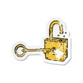 retro distressed sticker of a caroon rusty old padlock Royalty Free Stock Photo