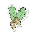 retro distressed sticker of a cartoon acorns