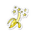 retro distressed sticker of a cartoon amazing banana