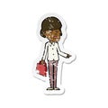 retro distressed sticker of a cartoon arrogant businessman pointing