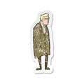 retro distressed sticker of a cartoon bad tempered man Royalty Free Stock Photo