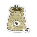 retro distressed sticker of a cartoon bag of coffee beans Royalty Free Stock Photo