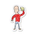 retro distressed sticker of a cartoon bald man with wig Royalty Free Stock Photo