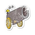 retro distressed sticker of a cartoon big cannon