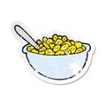 retro distressed sticker of a cartoon bowl of cereal