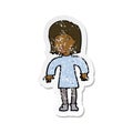 retro distressed sticker of a cartoon cautious woman Royalty Free Stock Photo