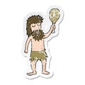 retro distressed sticker of a cartoon cave man Royalty Free Stock Photo