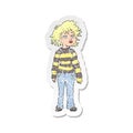 retro distressed sticker of a cartoon chilled out girl