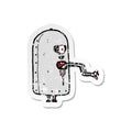 retro distressed sticker of a cartoon clunky old robot Royalty Free Stock Photo