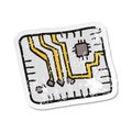 retro distressed sticker of a cartoon computer circuitboard Royalty Free Stock Photo