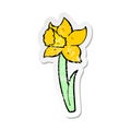 retro distressed sticker of a cartoon daffodil