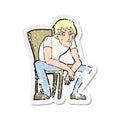 retro distressed sticker of a cartoon dejected man Royalty Free Stock Photo