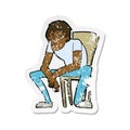 retro distressed sticker of a cartoon dejected man Royalty Free Stock Photo