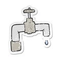 retro distressed sticker of a cartoon dripping faucet
