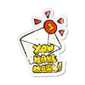 retro distressed sticker of a cartoon email Royalty Free Stock Photo