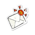 retro distressed sticker of a cartoon email message Royalty Free Stock Photo