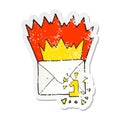 retro distressed sticker of a cartoon email message Royalty Free Stock Photo