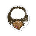 retro distressed sticker of a cartoon empty headed woman