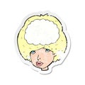 retro distressed sticker of a cartoon empty headed woman