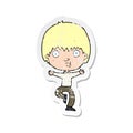 retro distressed sticker of a cartoon excited boy Royalty Free Stock Photo