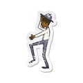 retro distressed sticker of a cartoon fashionable man